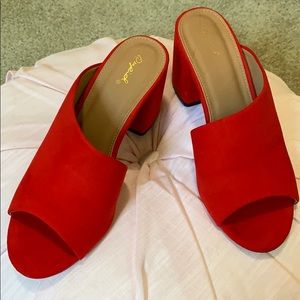 Red suede sandals